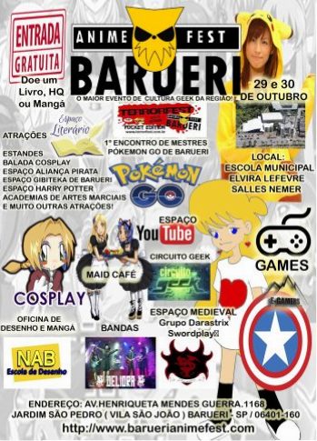 Barueri Anime Fest dias 28 e 29 de Outubro 2017 – Otaku Gattai