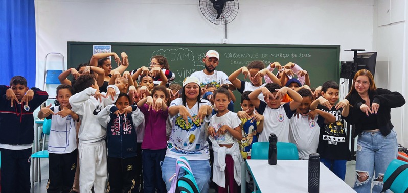 Estudantes de Diadema participam de oficina de hip hop com o Instituto Matéria Rima (Divulgação)